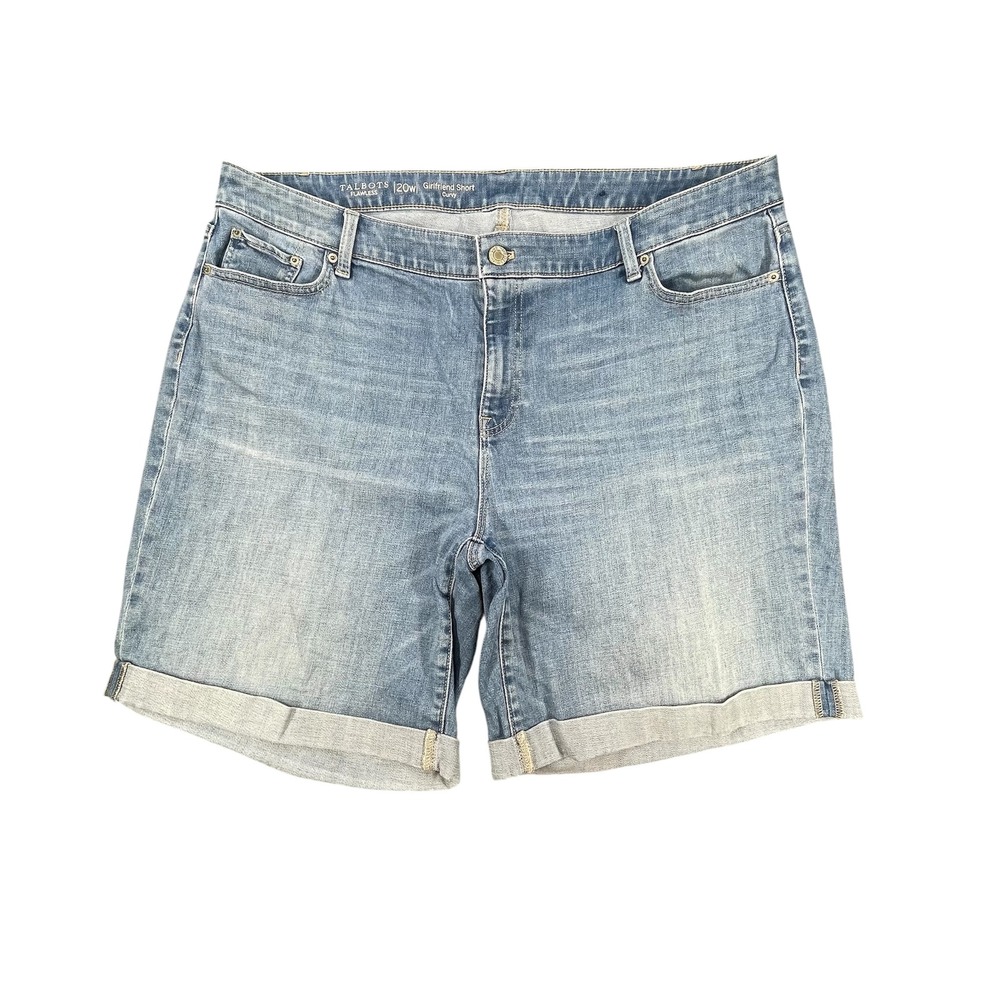 Talbots Faded Light Blue Denim Roll-Hem Shorts
